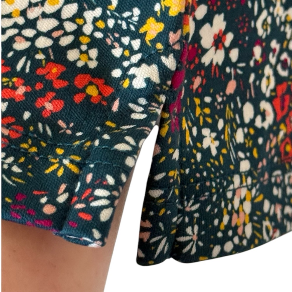 Lands' End Supima Cotton Short Sleeve Polo Shirt Baltic Teal Ditsy Floral NWT - Picture 10 of 13